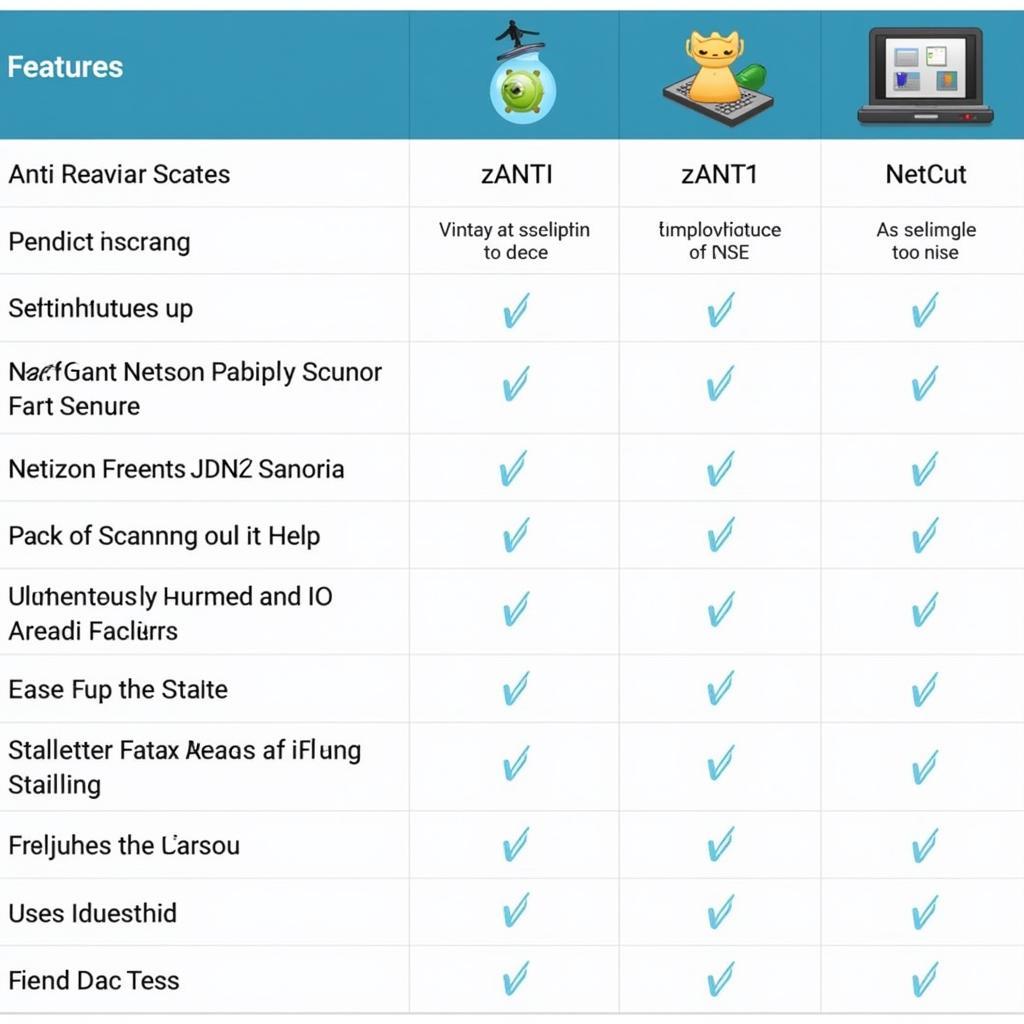 Anti Android Network Toolkit Comparison Chart