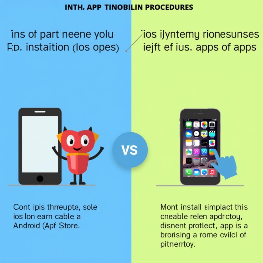 iOS vs. Android App Installation: A visual comparison of the app installation processes on iOS and Android, highlighting the closed nature of iOS and the open nature of Android.