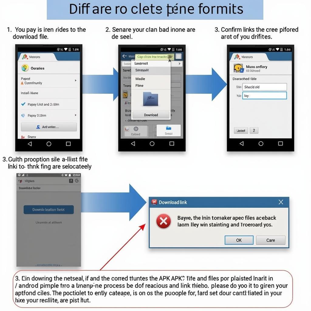 APK Download Process: A step-by-step visual guide illustrating how to download an APK file onto an Android device.