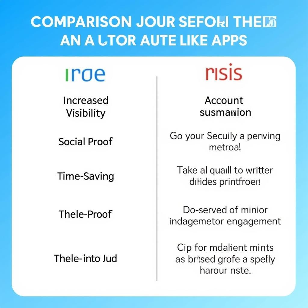 Auto Like US APK Risks and Benefits Chart