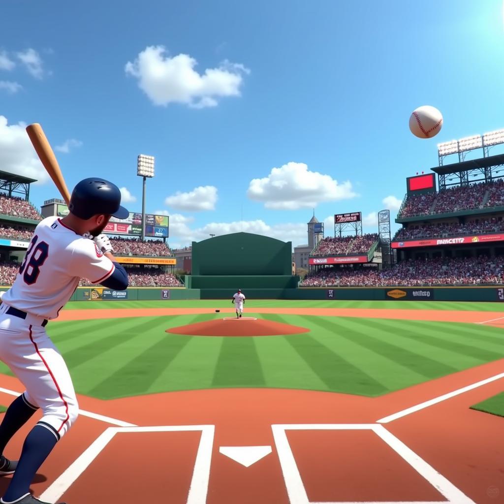 Baseball Boy hitting a massive home run in the mobile game