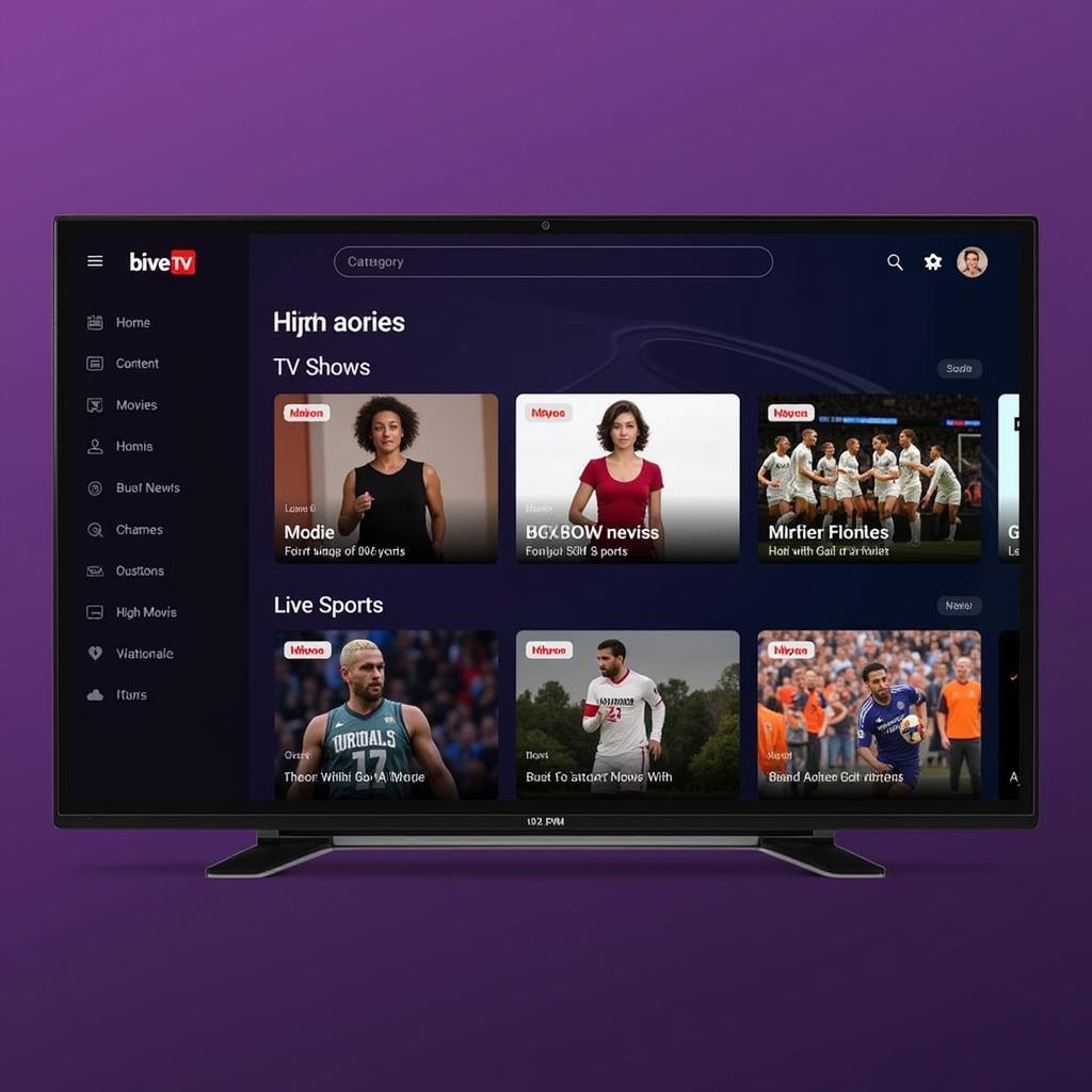 Bive TV APK Interface