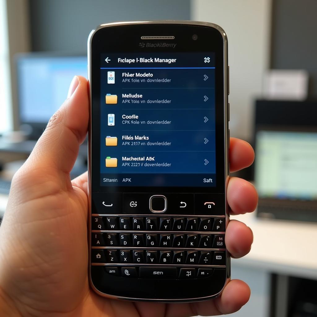 Using a file manager on a Blackberry Classic to locate APK files