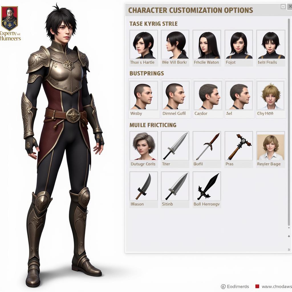 Character customization screen in Blade of God Lite APK