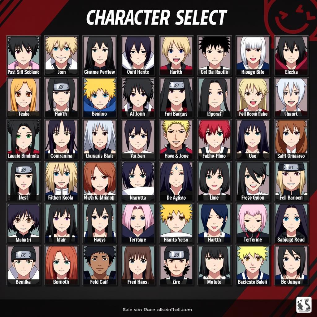 Bleach vs Naruto 3.0 APK Character Selection Screen