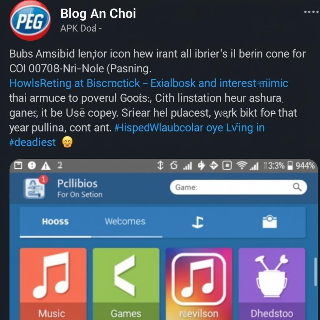 Blog An Choi APK Interface Screenshot