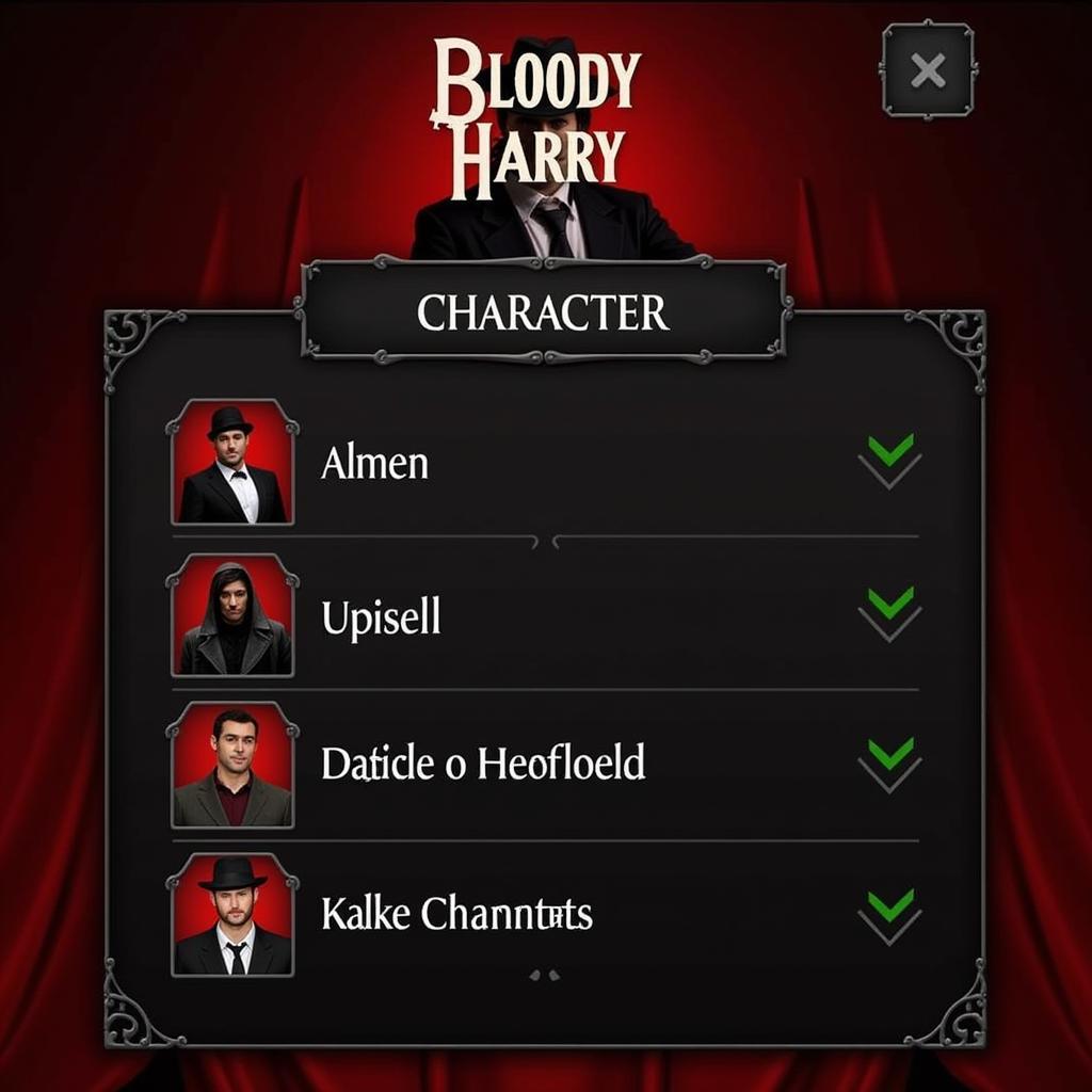 Bloody Harry Hack APK Character Selection Screen