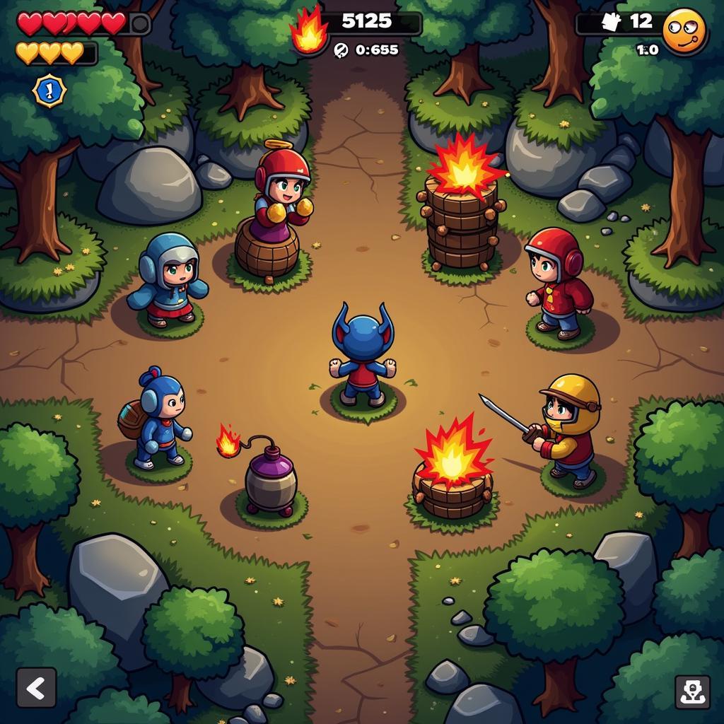 Screenshot of Bomber Friends gameplay with a focus on strategic play using standard features.