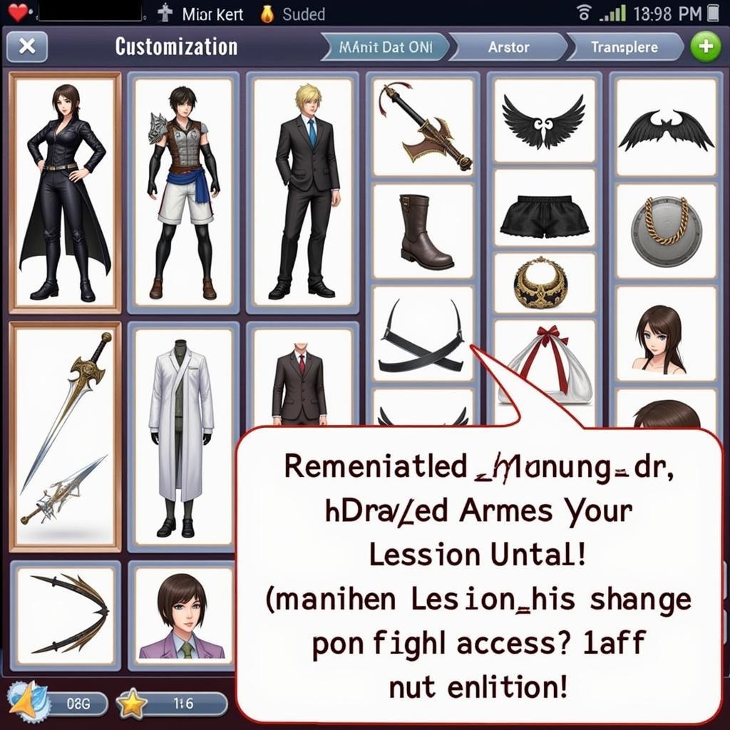 Brave Fighter Demon Revenge Character Customization Screen