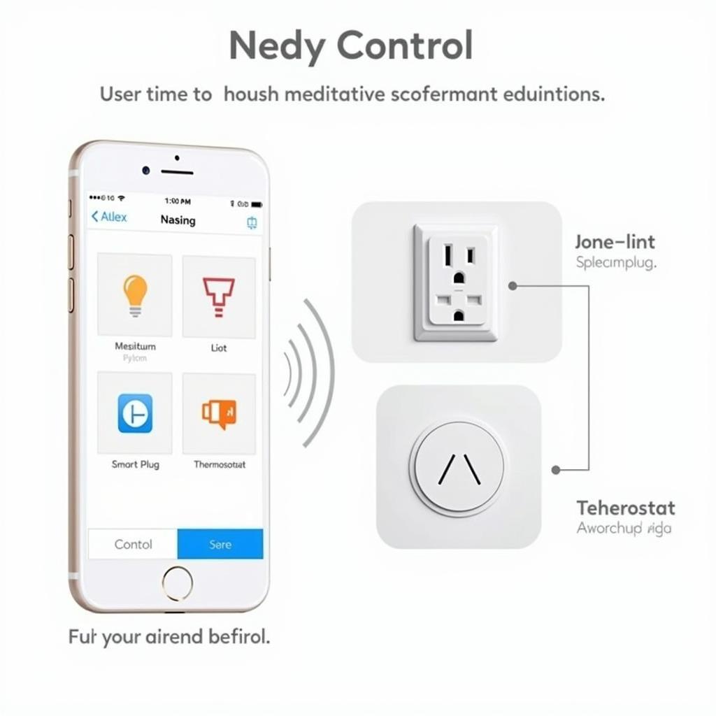 Broadlink e-Control app interface on a smartphone controlling various smart home devices.