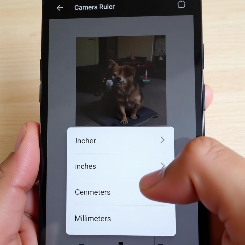 Switching between units in Camera Ruler APK