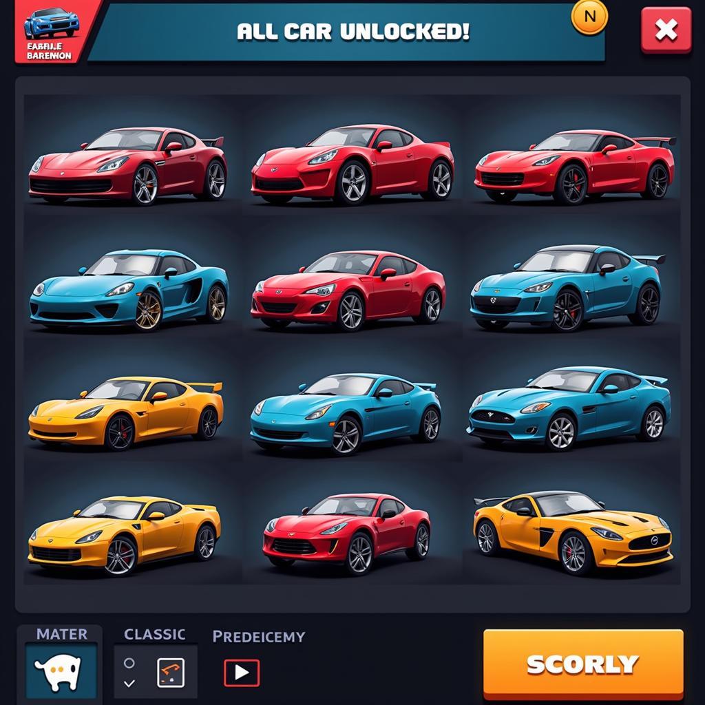 Cars Fast as Lightning Mod APK Car Selection Screen