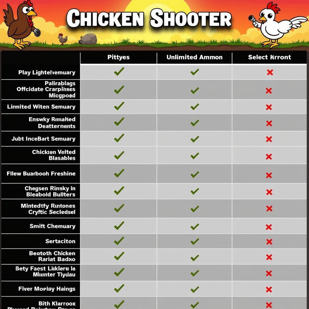 Comparison Table of Different Chicken Shooter Mod APKs