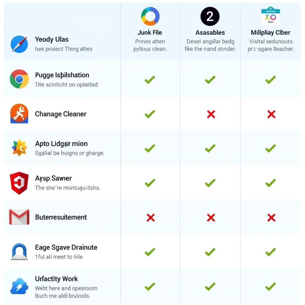 Comparing key features of different cleaner pro APKs.