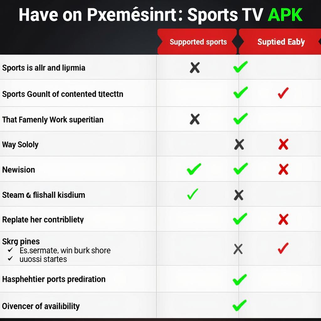 Comparison of Sports TV APK Features and Content