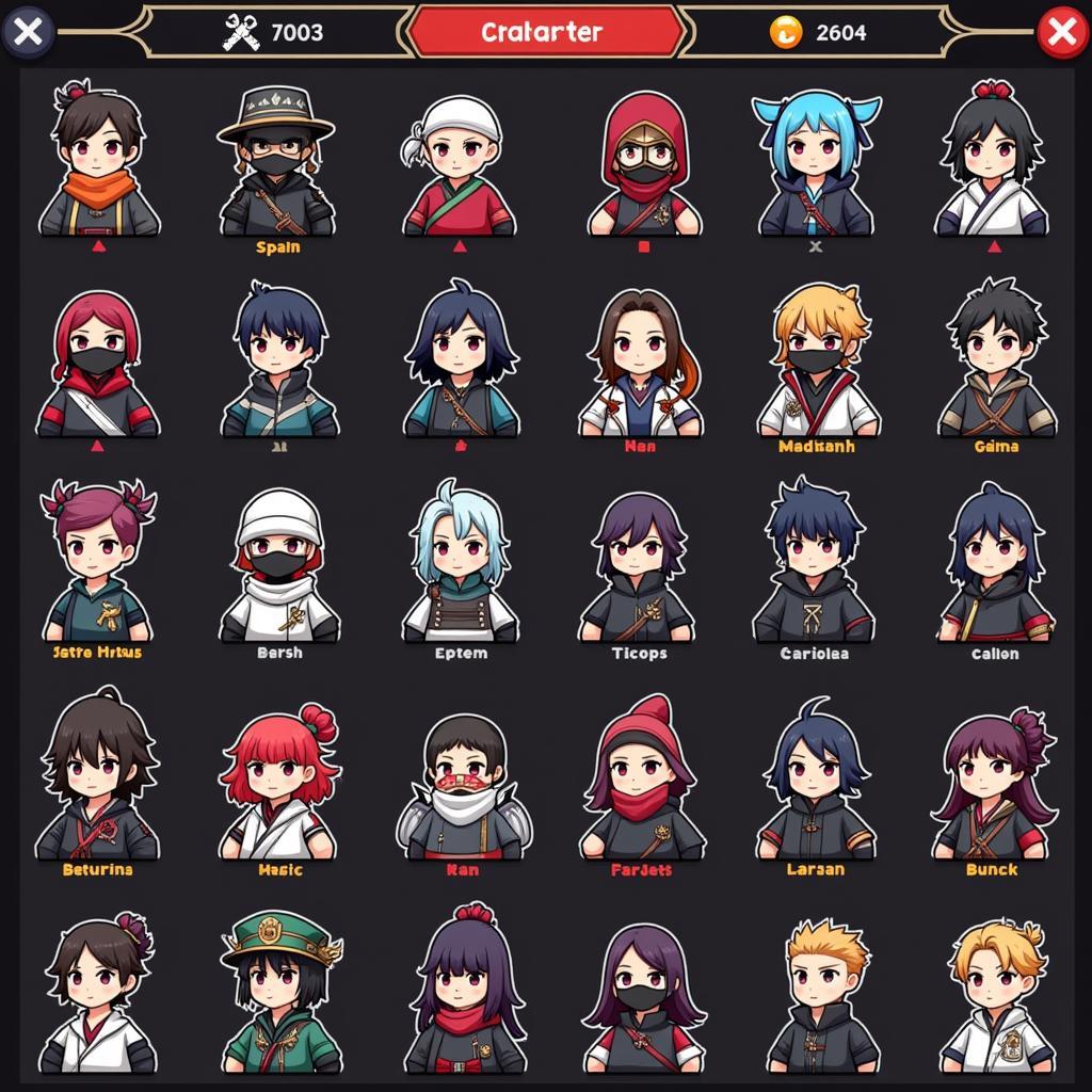 Dai Chien Ninja APK Character Selection Screen