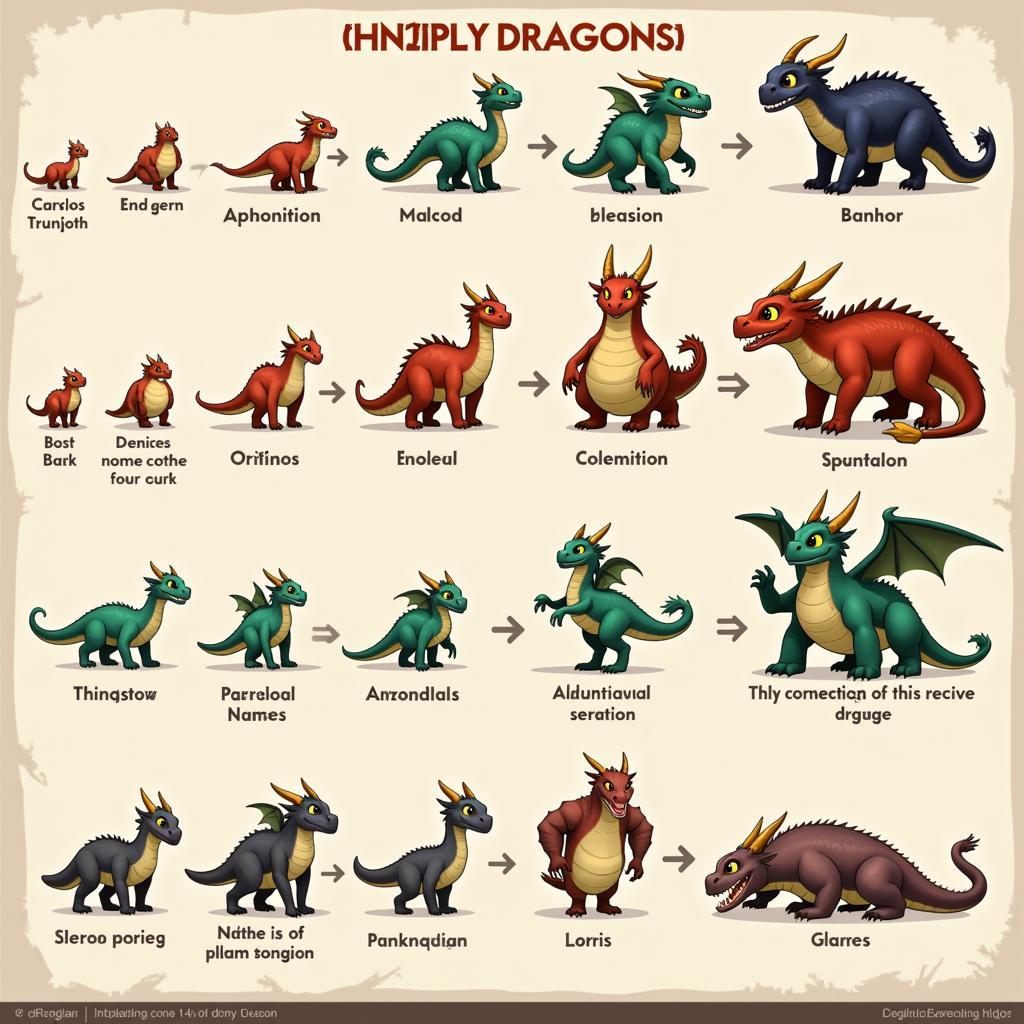 Hungry Dragon showing different dragon sizes and types