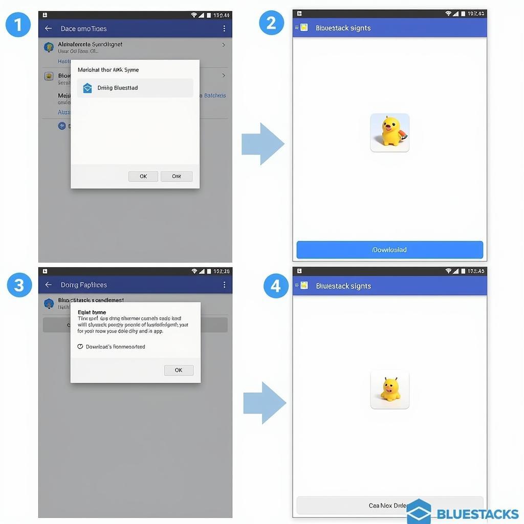 Step-by-step APK installation on Bluestacks.