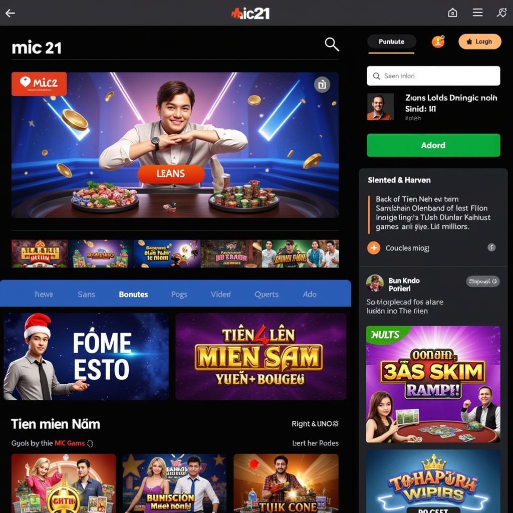 Mic21 APK Homepage Screenshot