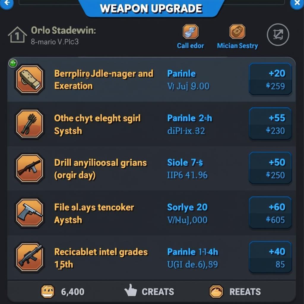 Tiny Troopers 2 Weapon Upgrade Screen